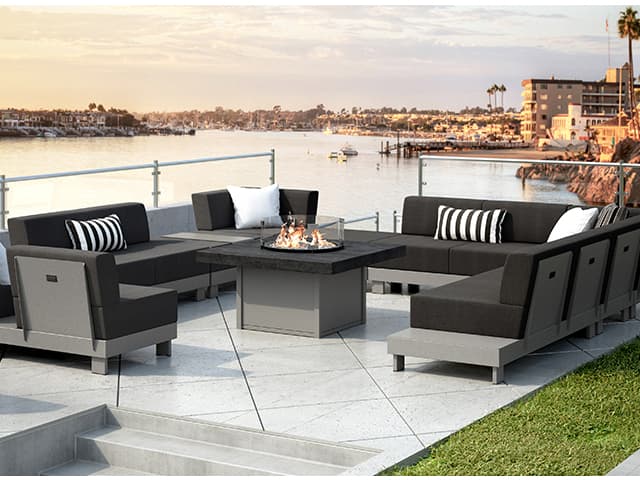 Homecrest Urban Cushion Aluminum Left Table Patio Lounge Chair