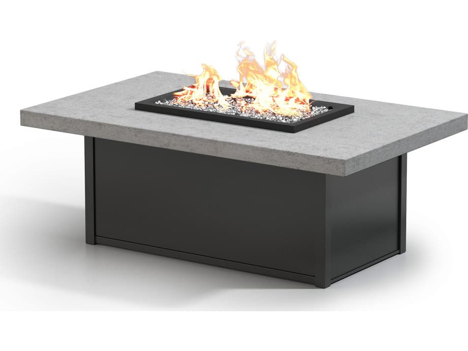 Homecrest Concrete Aluminum Rectangular Patio Fire Pit Table