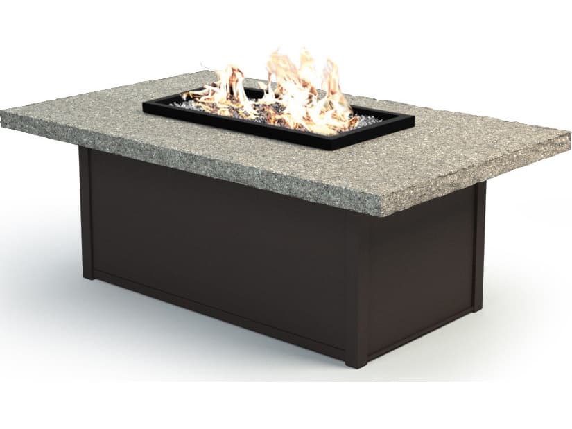 Homecrest Shadow Rock Aluminum Rectangular Outdoor Patio Fire Pit Table