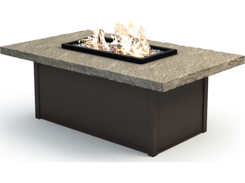 Homecrest Slate Aluminum Rectangular Patio Fire Pit Table