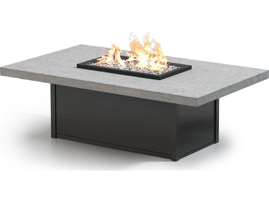 Homecrest Concrete Aluminum Rectangular Patio Fire Pit Table