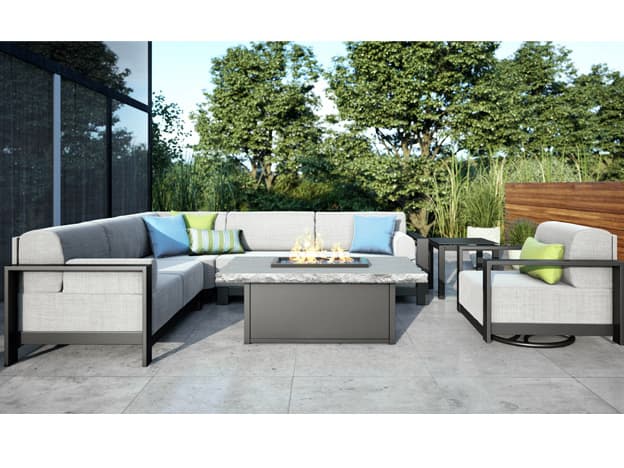 Homecrest Slate Aluminum Rectangular Fire Pit Table Top