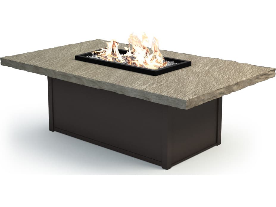 Homecrest Slate Aluminum Rectangular Patio Fire Pit Table
