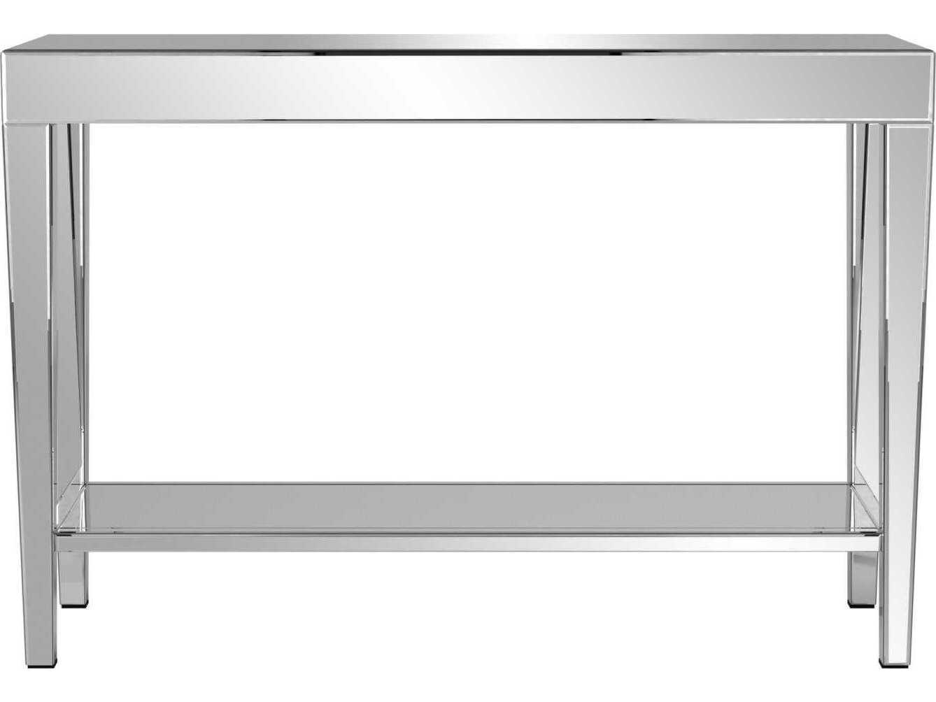 Howard Elliott Mirrored Rectangular Glass Silver Console Table