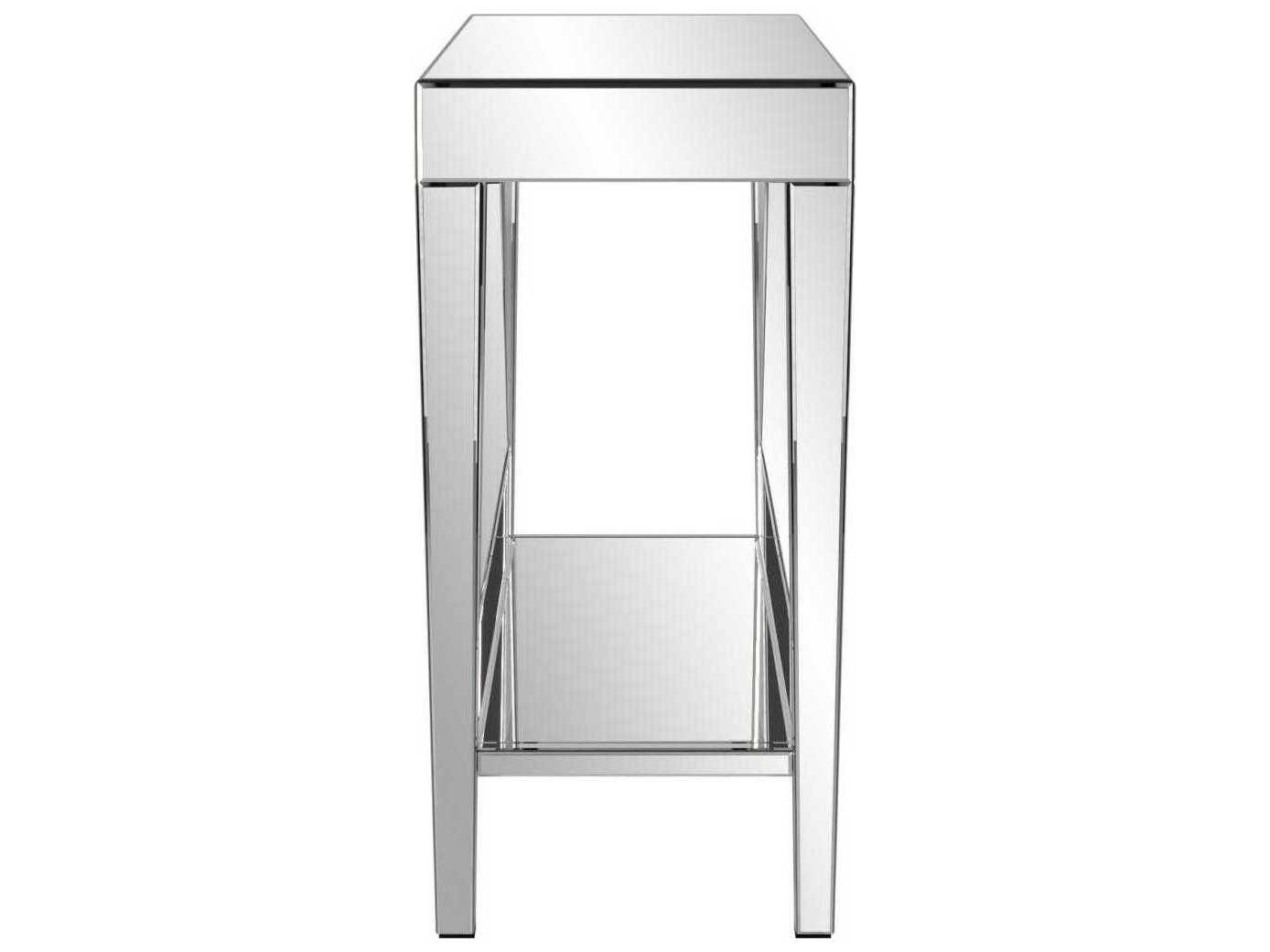 Howard Elliott Mirrored Rectangular Glass Silver Console Table