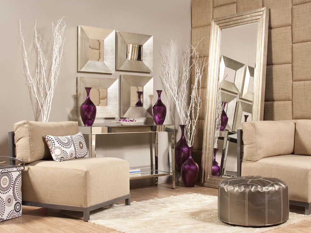 Howard Elliott Mirrored Rectangular Glass Silver Console Table