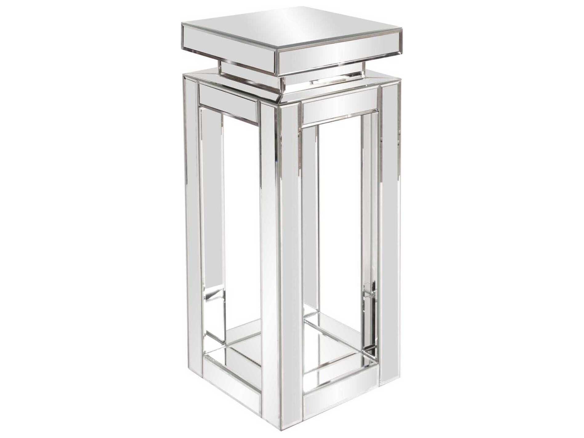 Howard Elliott Mirrored Rectangular Glass Silver End Table