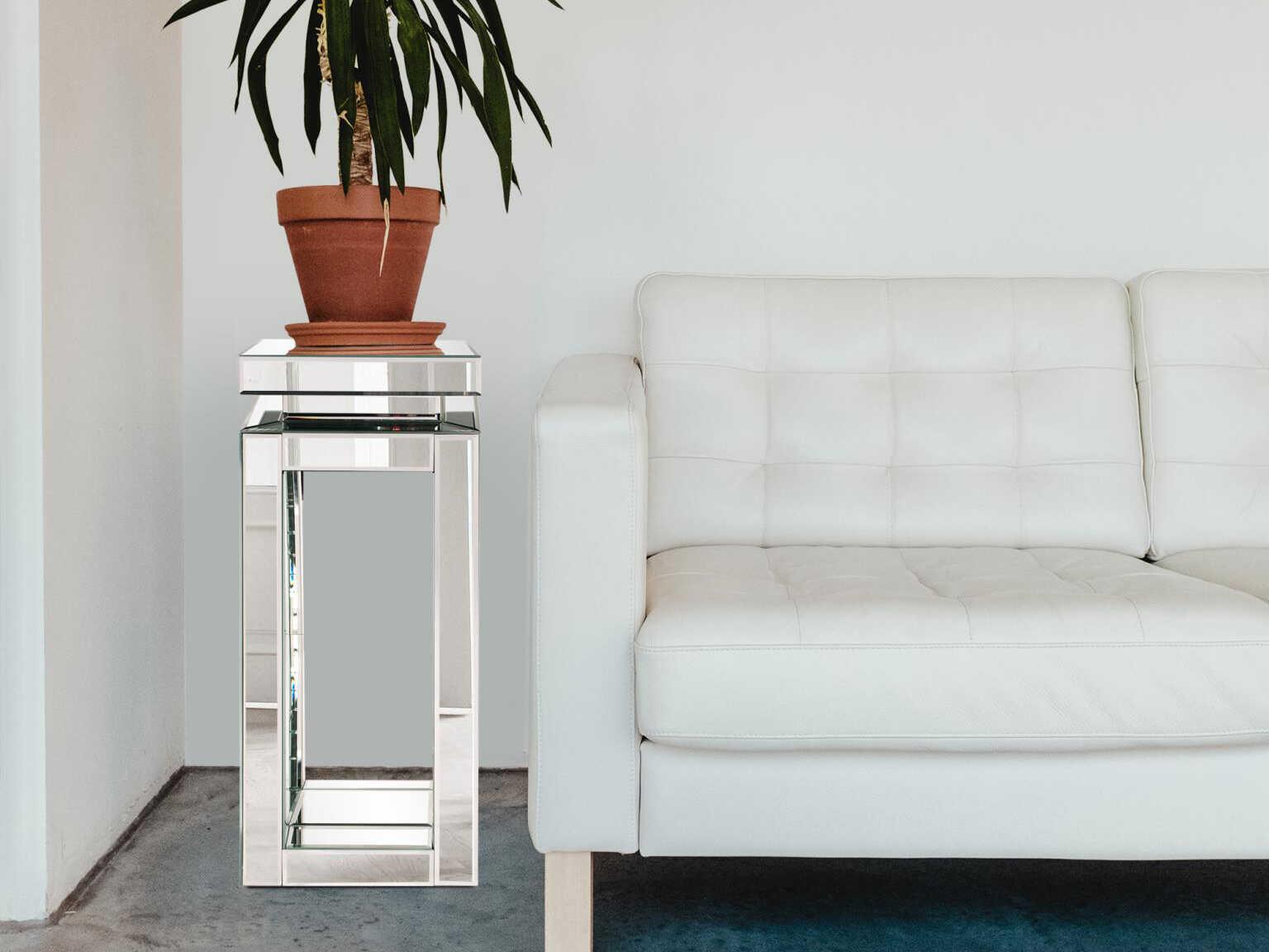 Howard Elliott Mirrored Rectangular Glass Silver End Table