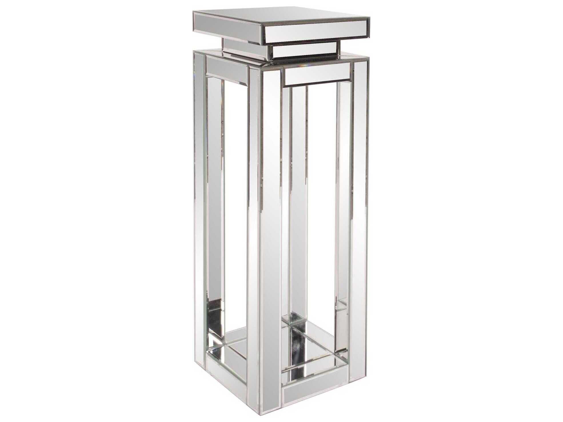 Howard Elliott Mirrored Square Glass Silver End Table