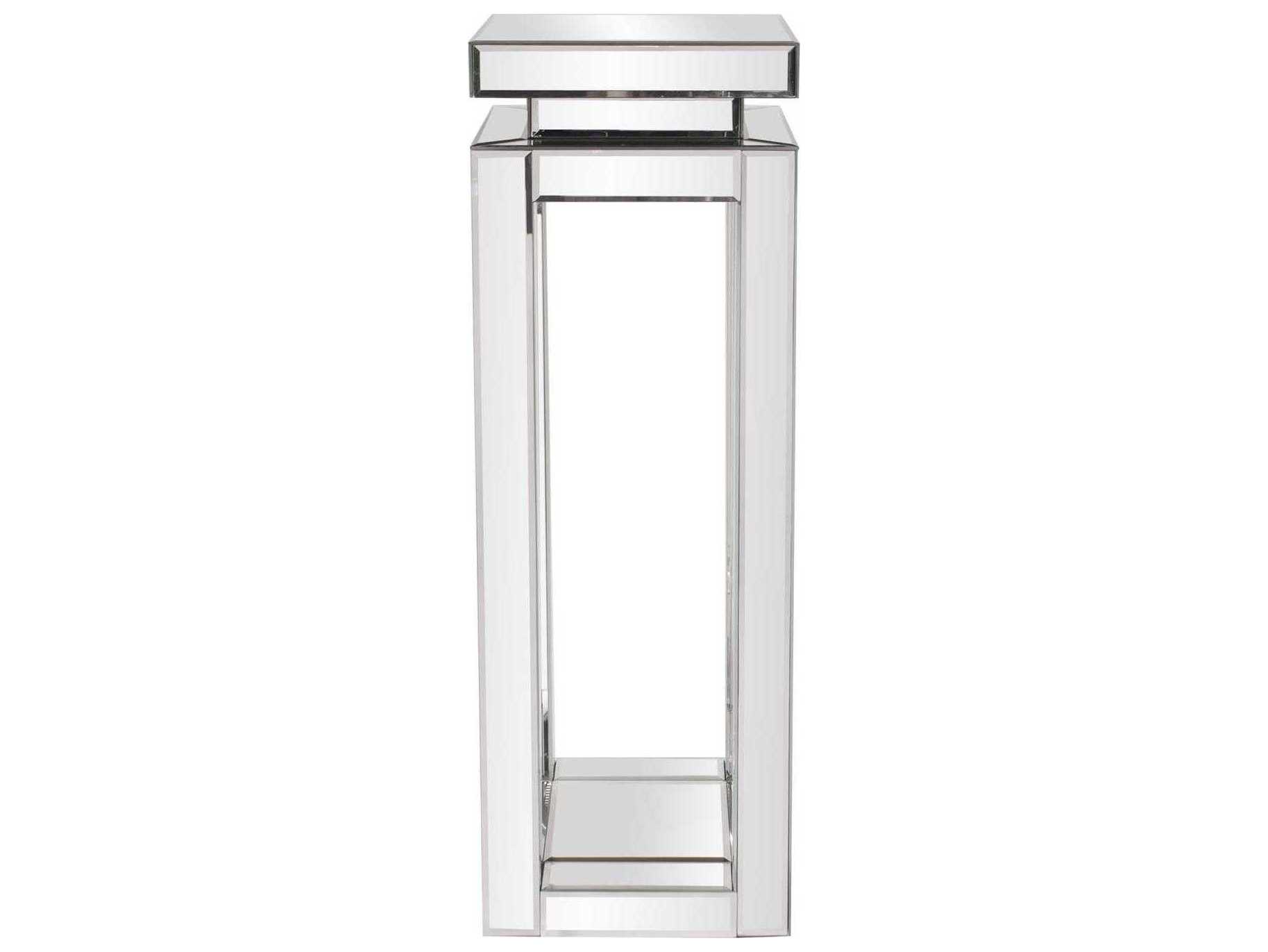 Howard Elliott Mirrored Square Glass Silver End Table