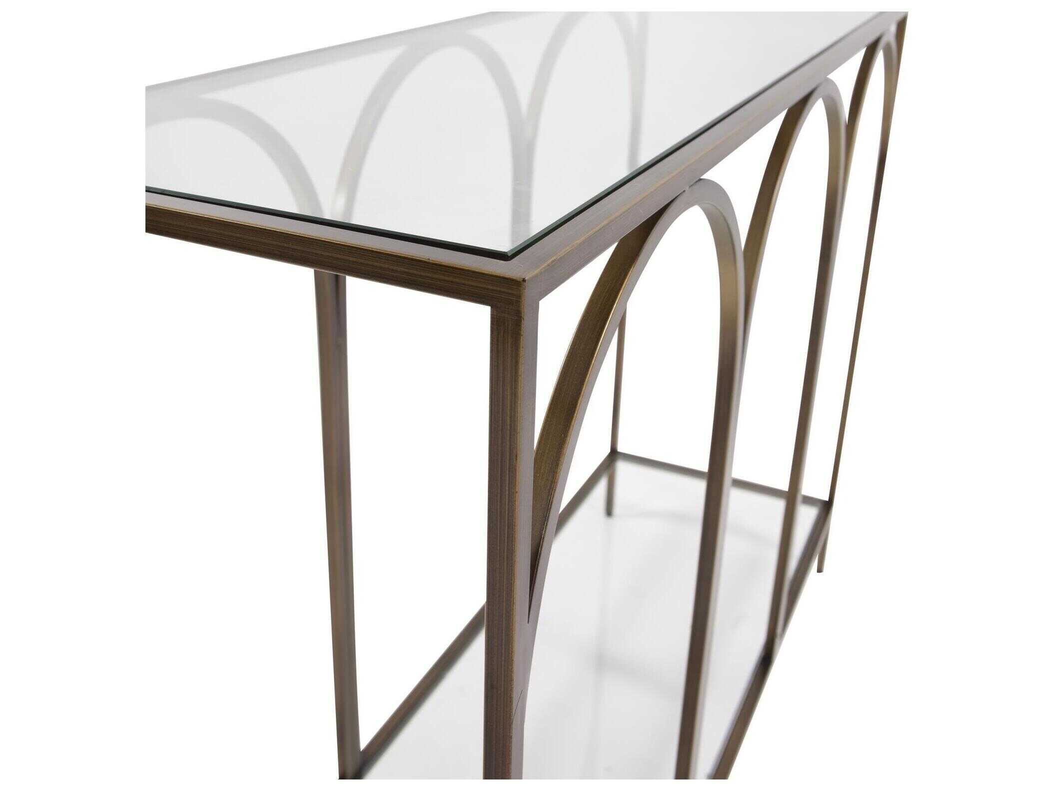 Howard Elliott Palladio Rectangular Glass Bronze Console Table