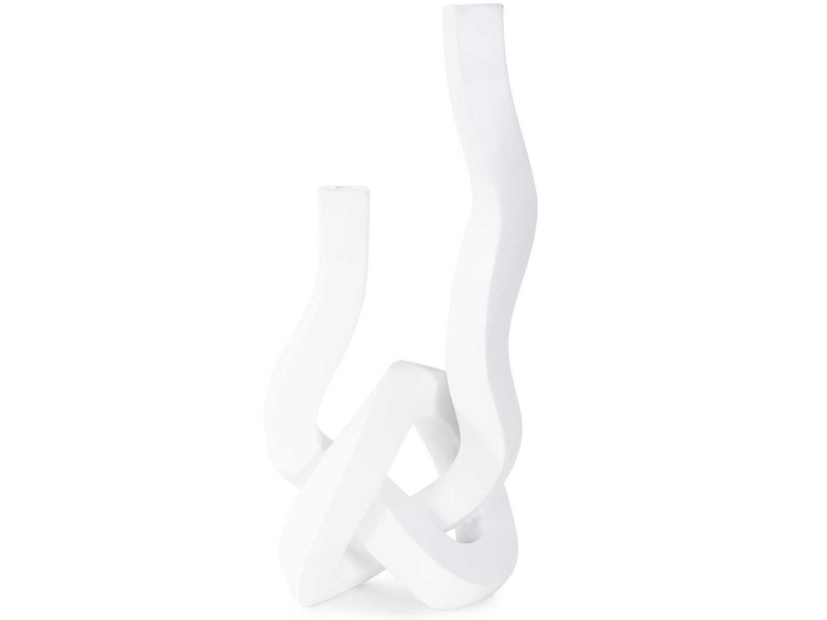 Howard Elliott Matte White Danner Abstract Double Candle Holder/Vase