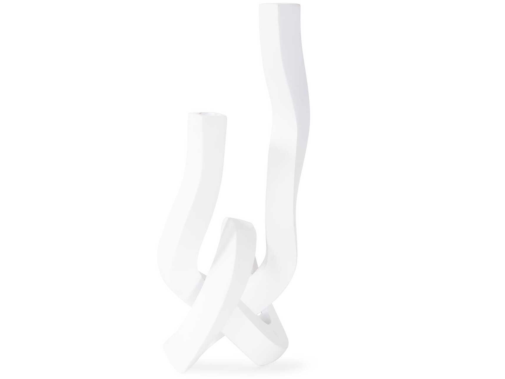 Howard Elliott Matte White Danner Abstract Double Candle Holder/Vase