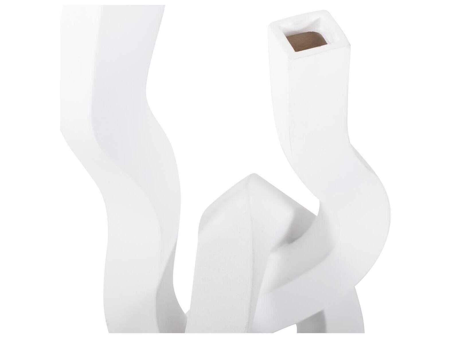 Howard Elliott Matte White Danner Abstract Double Candle Holder/Vase