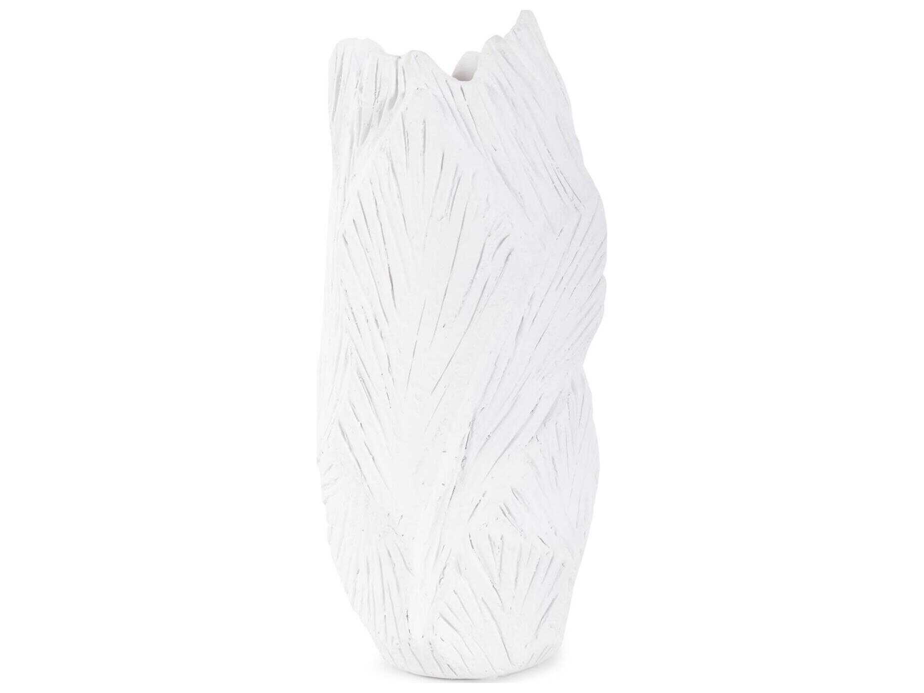 Howard Elliott Abstract Elm Textured Matte White Vase