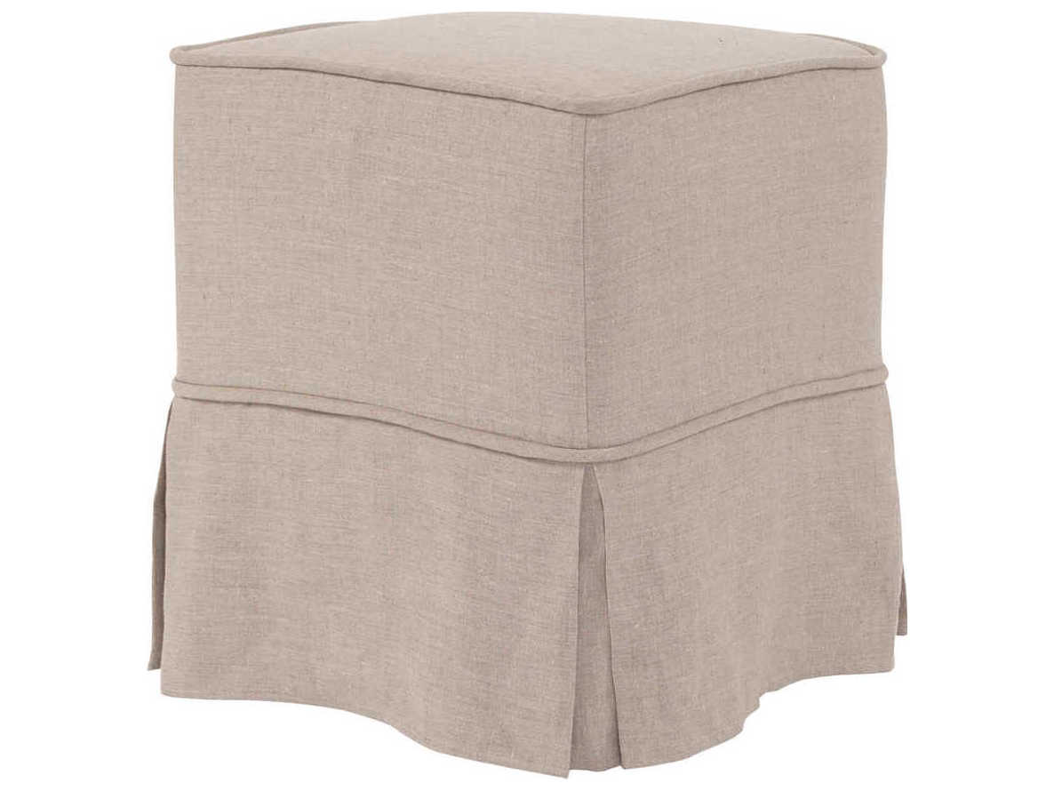 Howard Elliott Universal Linen Slub Natural Beige Upholstered Ottoman