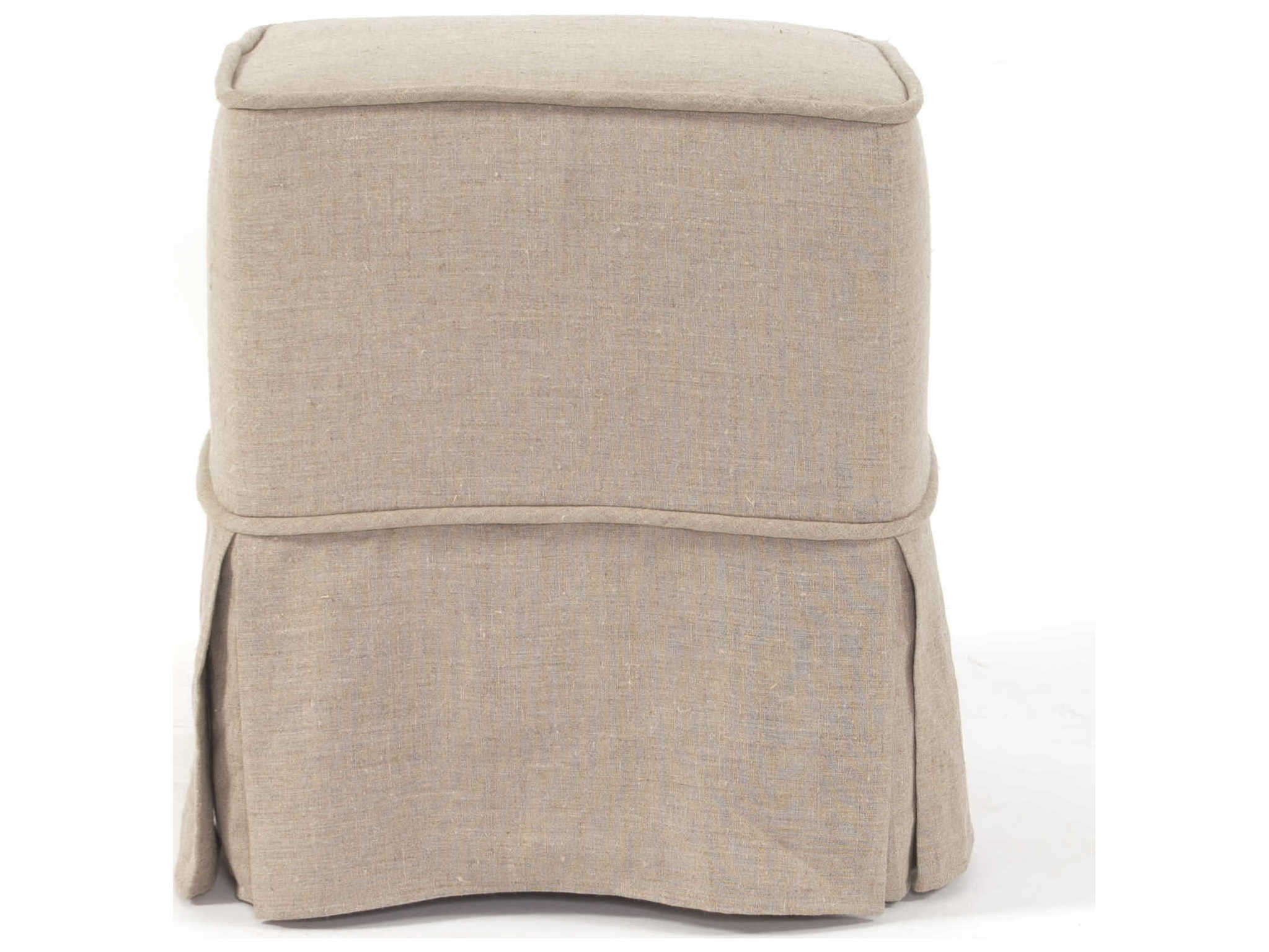 Howard Elliott Universal Linen Slub Natural Beige Upholstered Ottoman