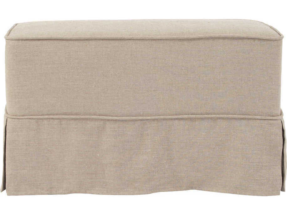 Howard Elliott Universal Linen Slub Natural Beige Upholstered Ottoman