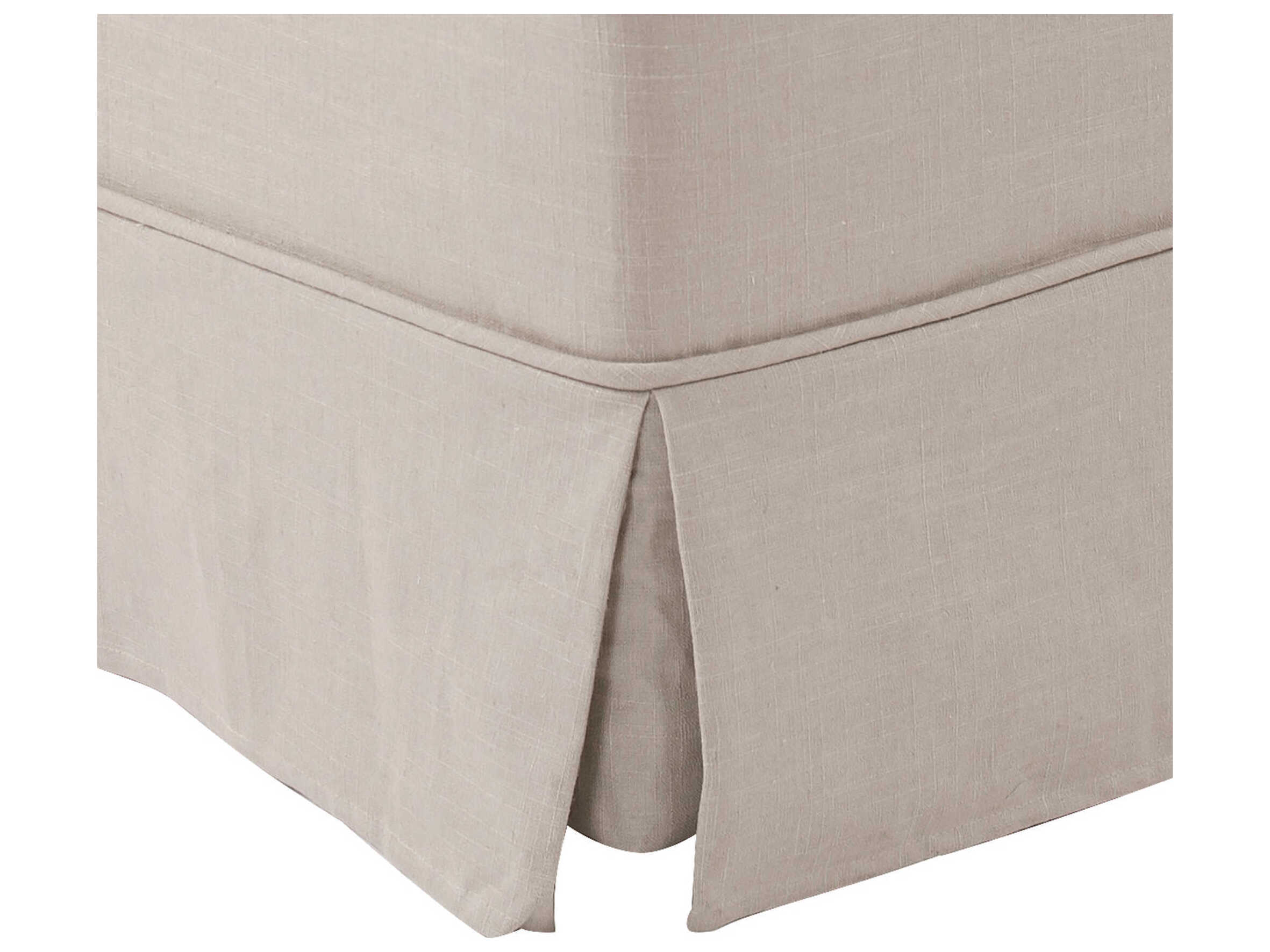 Howard Elliott Universal Linen Slub Natural Beige Upholstered Ottoman
