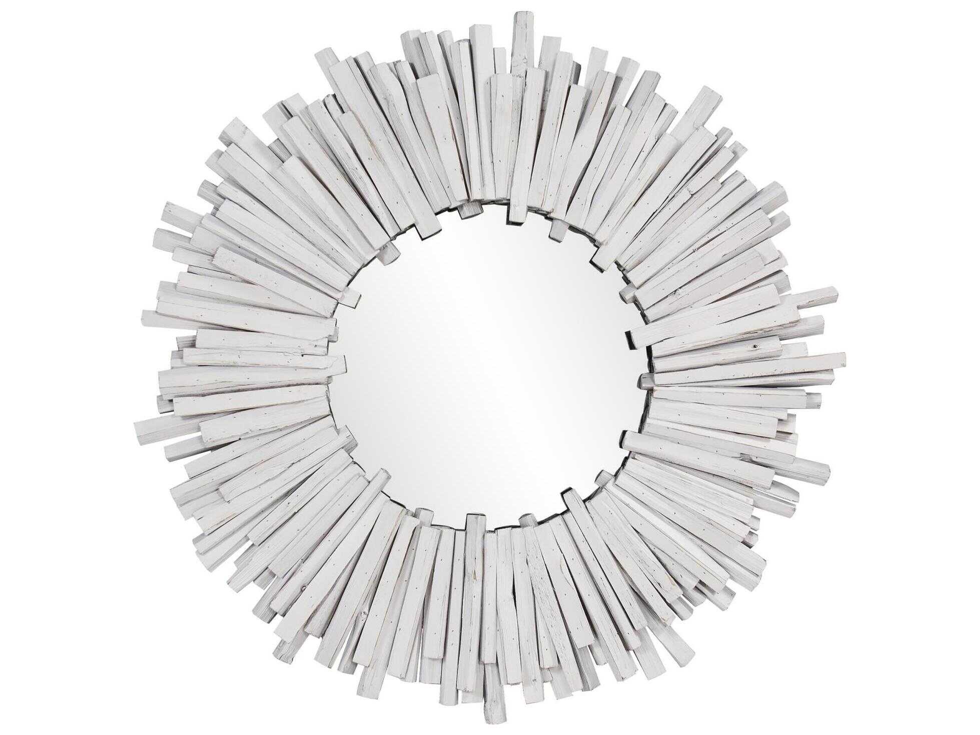 Howard Elliott Durango White Sunburst Wall Mirror
