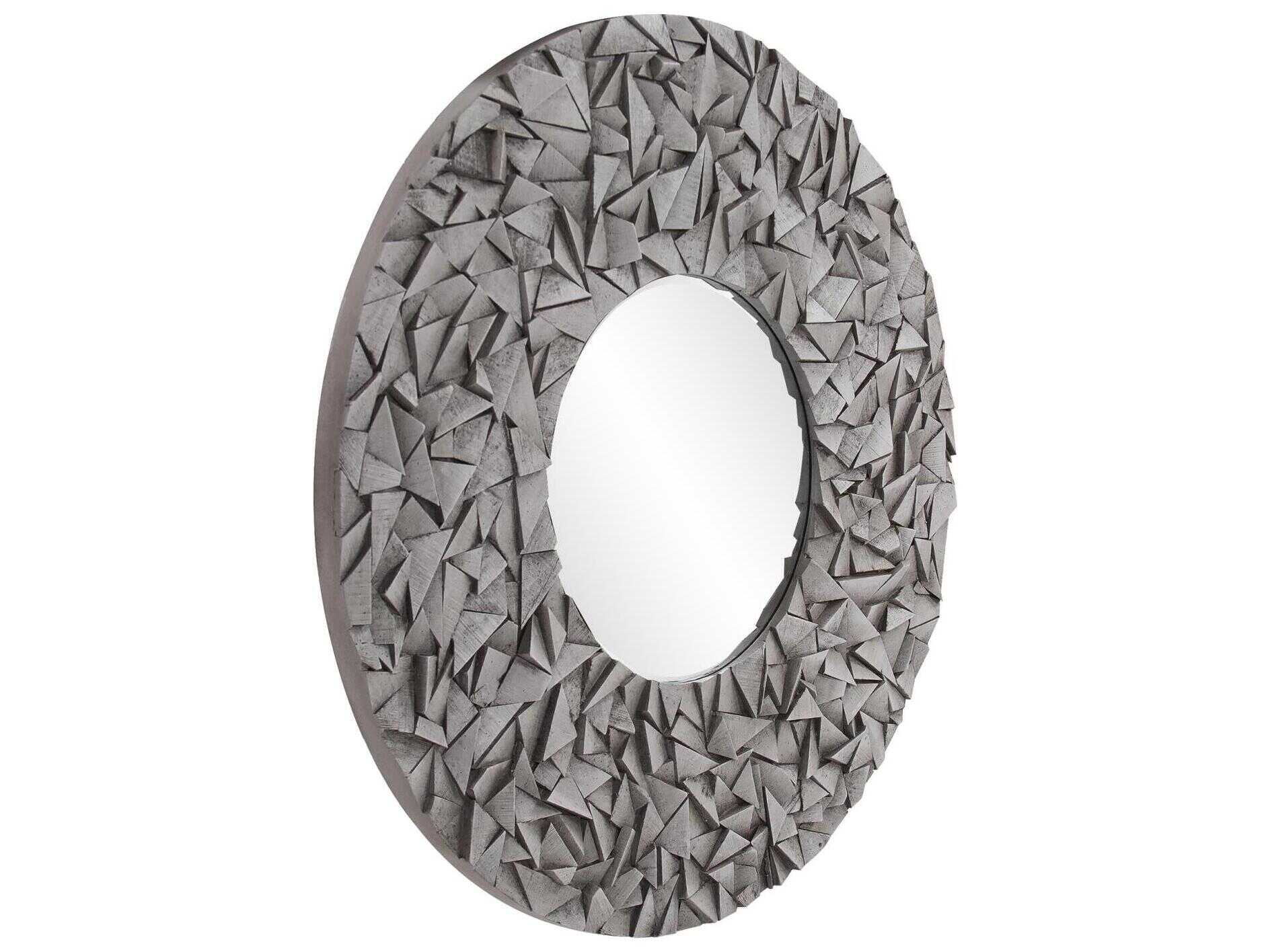 Howard Elliott Pablo Gray Round Wall Mirror