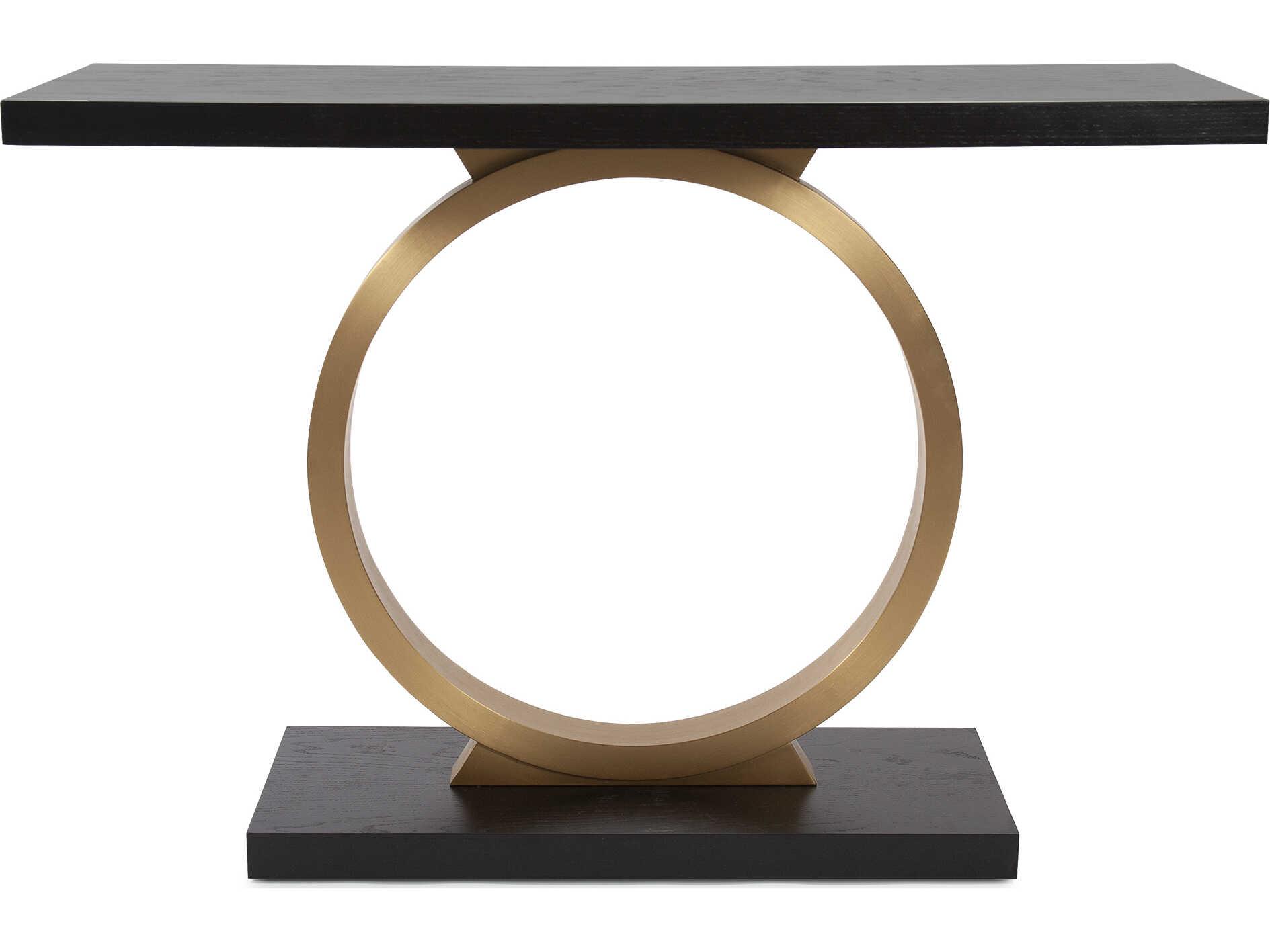 Howard Elliott Annular Rectangular Wood Black Gold Console Table