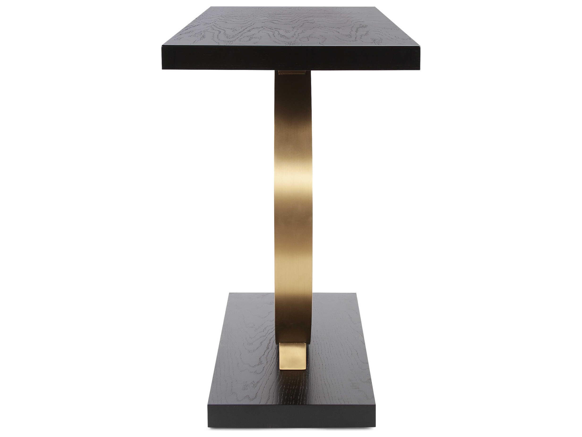 Howard Elliott Annular Rectangular Wood Black Gold Console Table