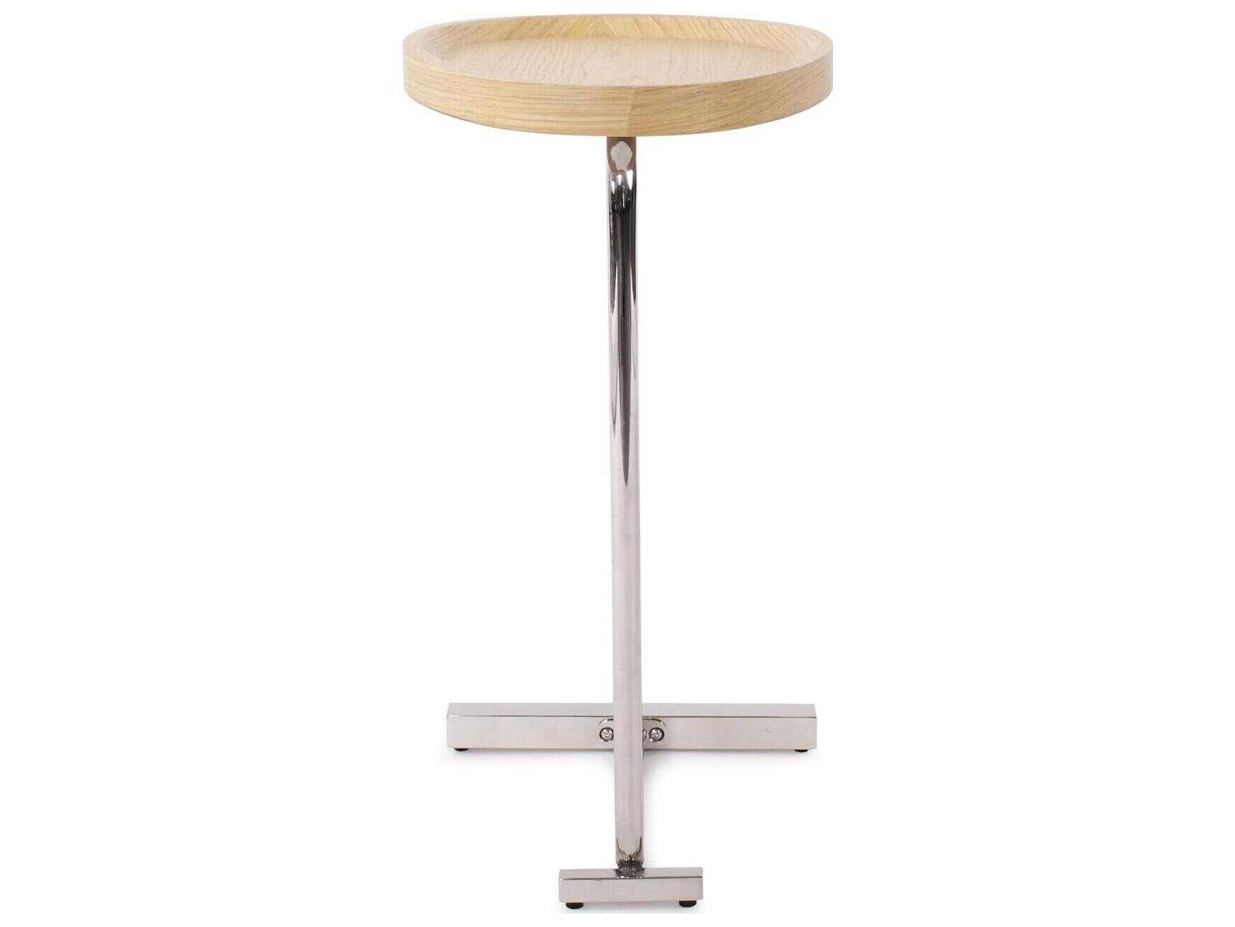 Howard Elliott Tobin Oval Wood Bleached Oak Bright Silver End Table