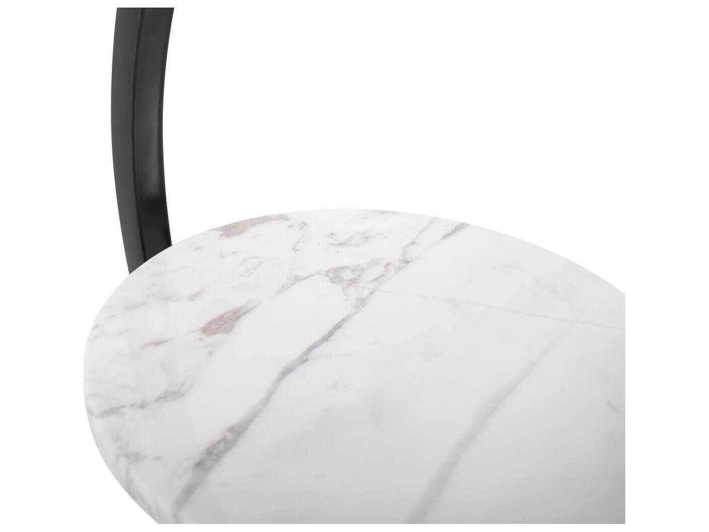 Howard Elliott Tobin Round Marble Black White End Table