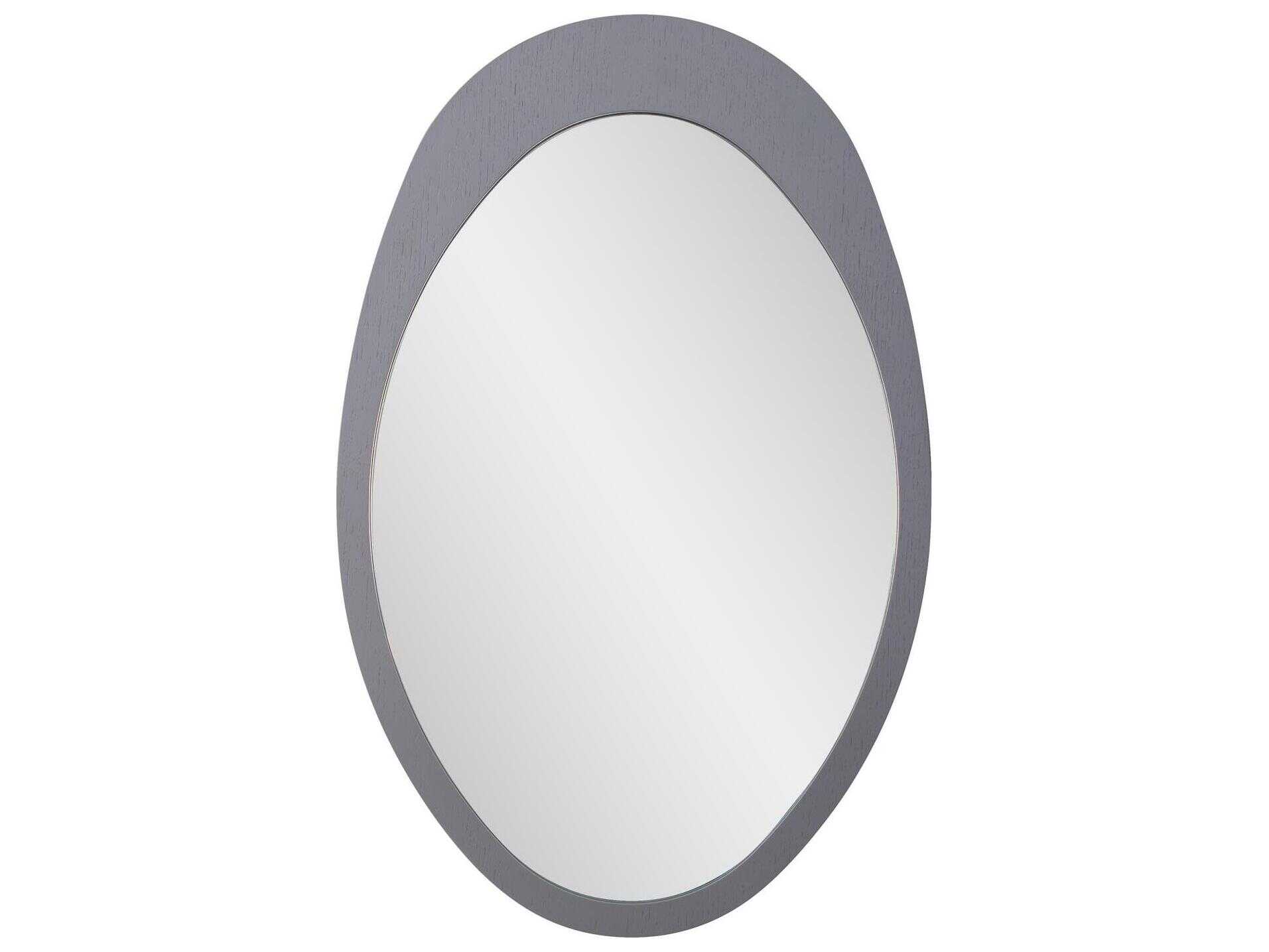 Howard Elliott Saldar Matte Gray Oval Wall Mirror