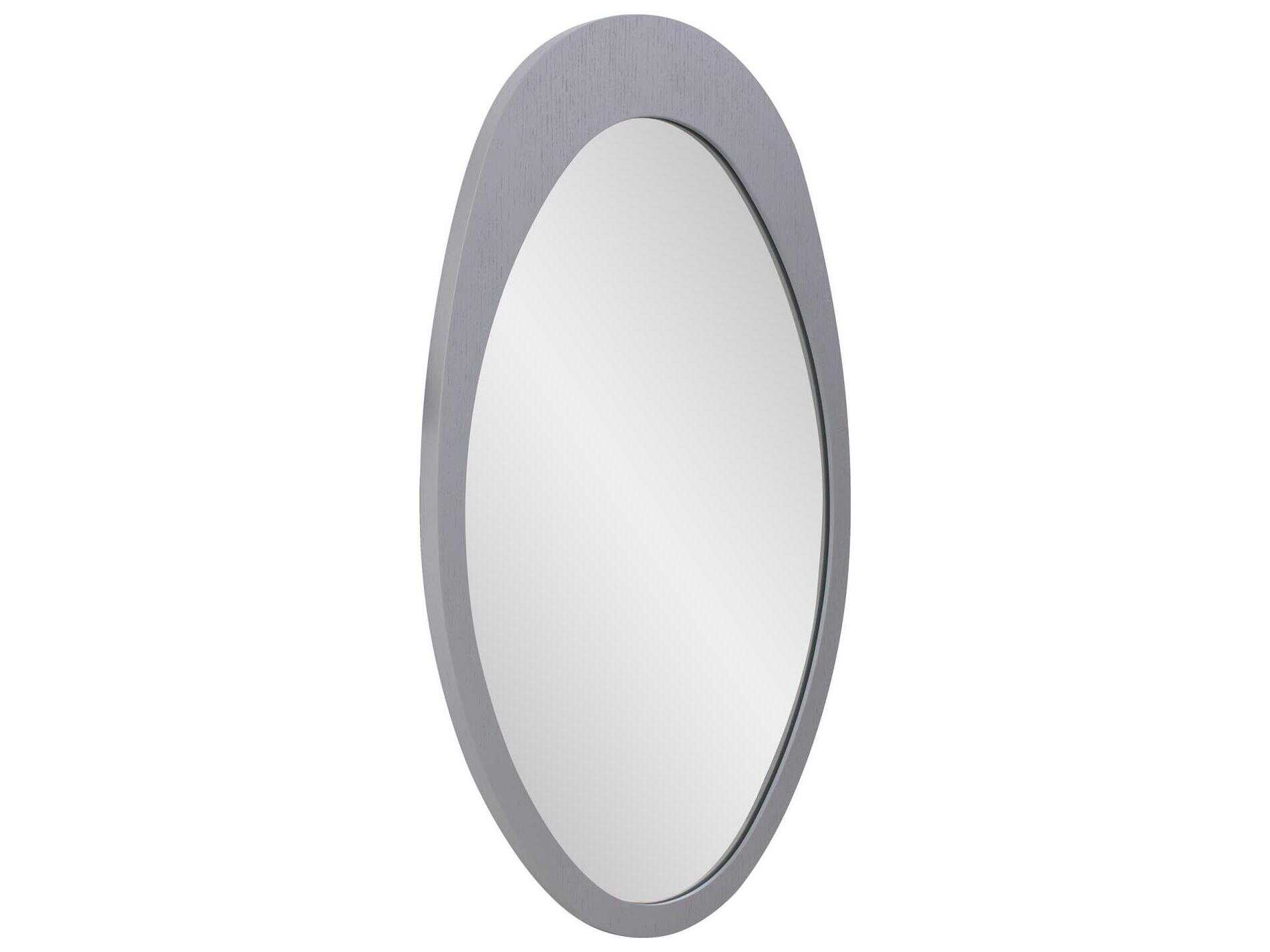 Howard Elliott Saldar Matte Gray Oval Wall Mirror