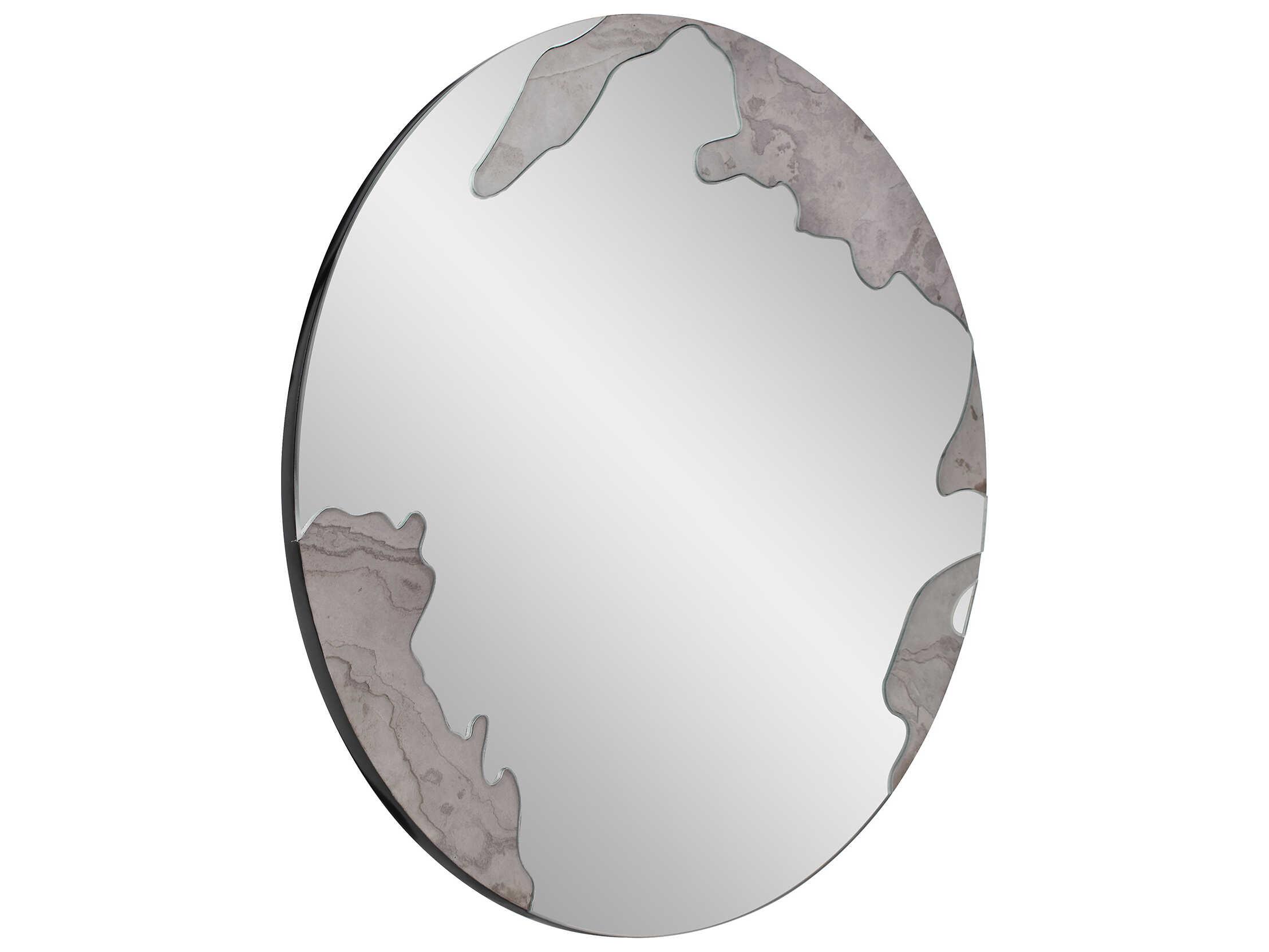 Howard Elliott Universal Stone Gray Round Wall Mirror
