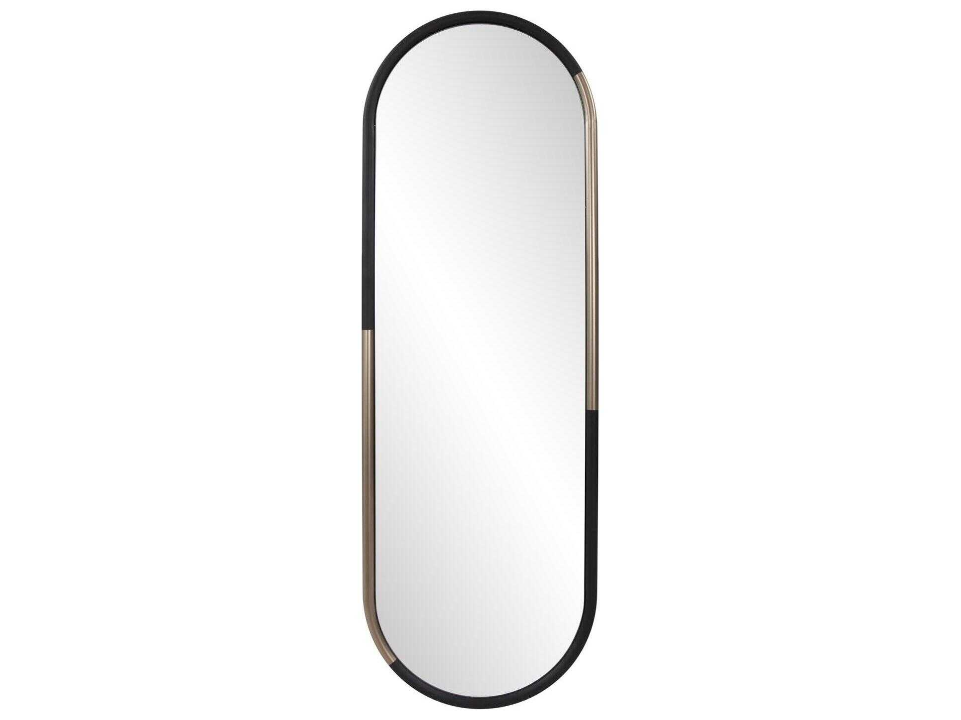 Howard Elliott Fitzgerald Black Brass Oval Wall Mirror