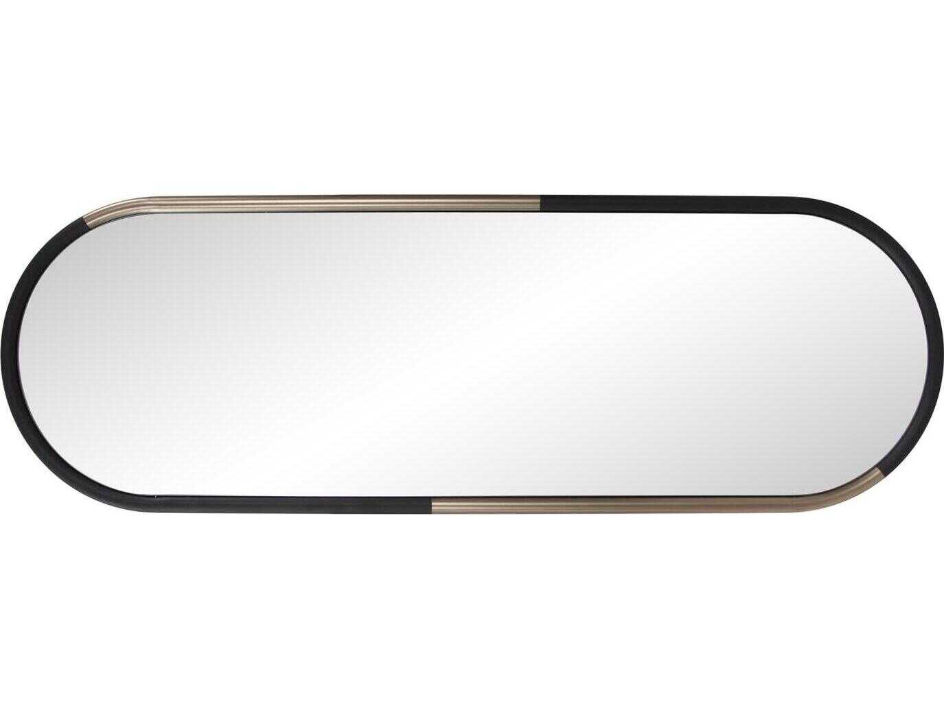 Howard Elliott Fitzgerald Black Brass Oval Wall Mirror