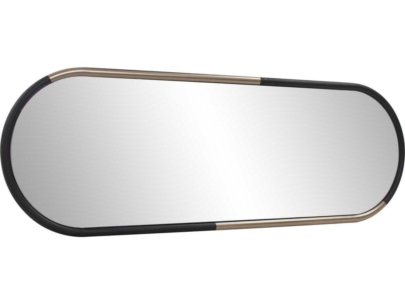 Howard Elliott Fitzgerald Black Brass Oval Wall Mirror