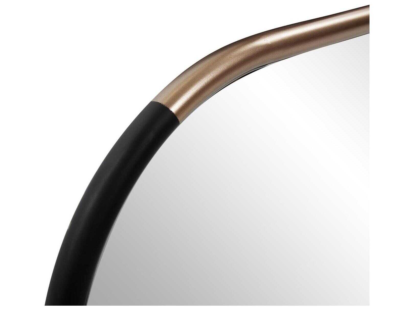 Howard Elliott Fitzgerald Black Brass Oval Wall Mirror