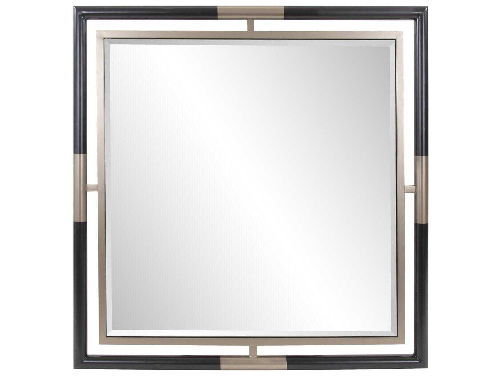 Howard Elliott Fitzgerald Black Brass Square Wall Mirror