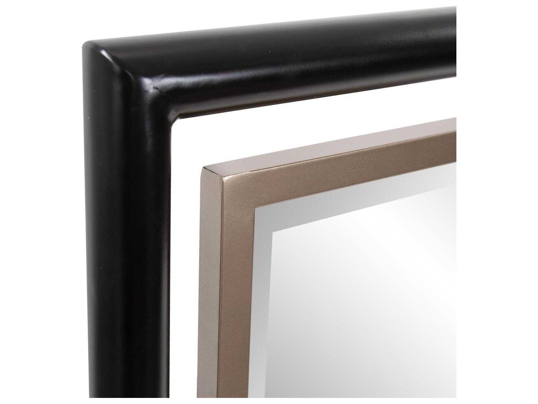 Howard Elliott Fitzgerald Black Brass Square Wall Mirror