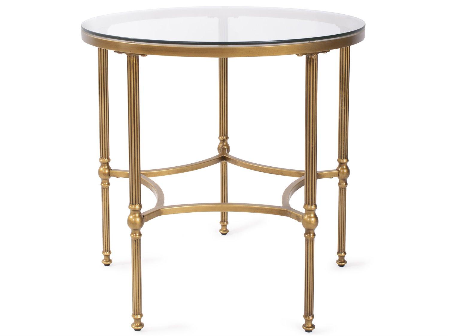 Howard Elliott Bonnifait Round Glass Bronze End Table