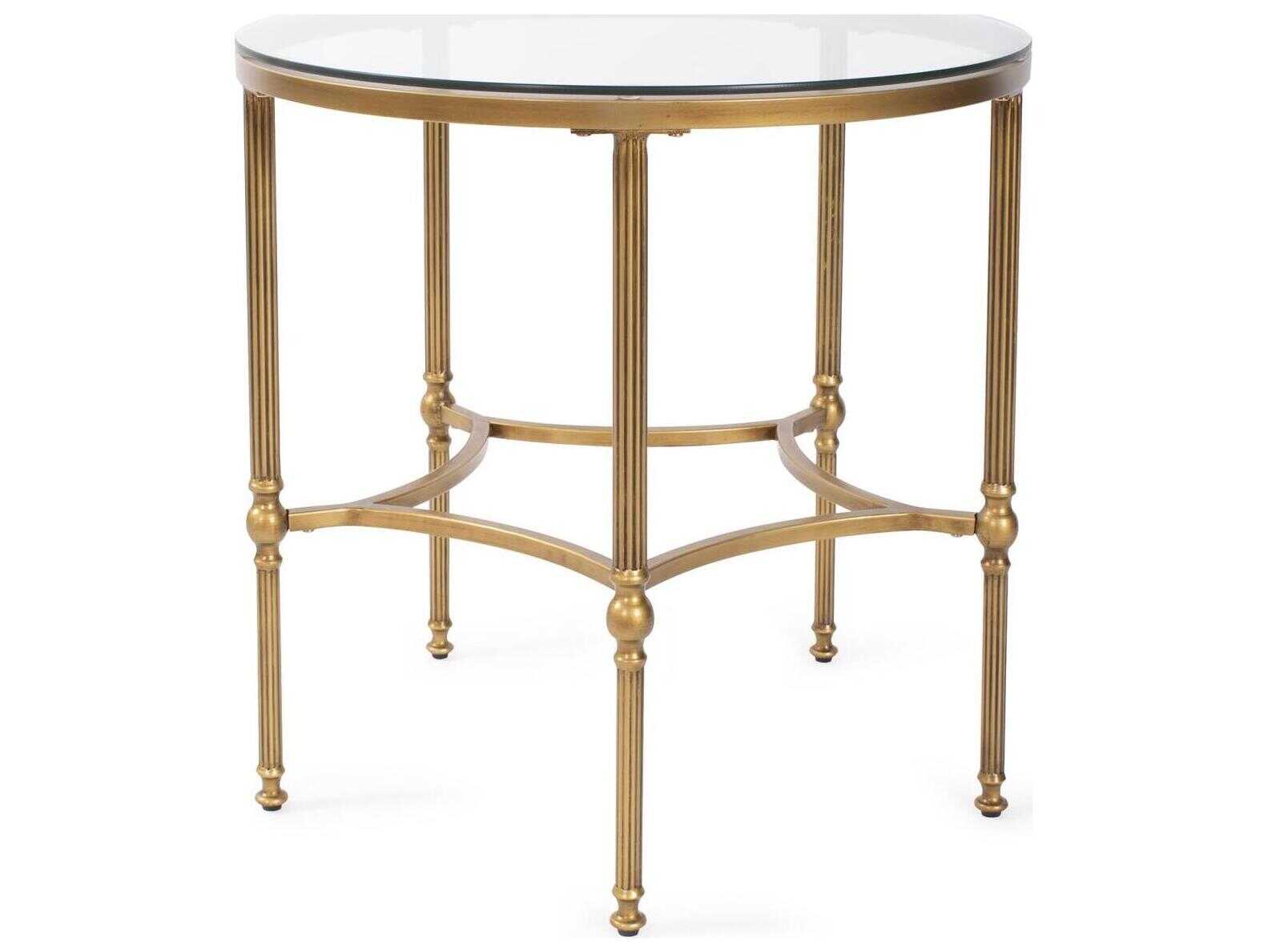 Howard Elliott Bonnifait Round Glass Bronze End Table