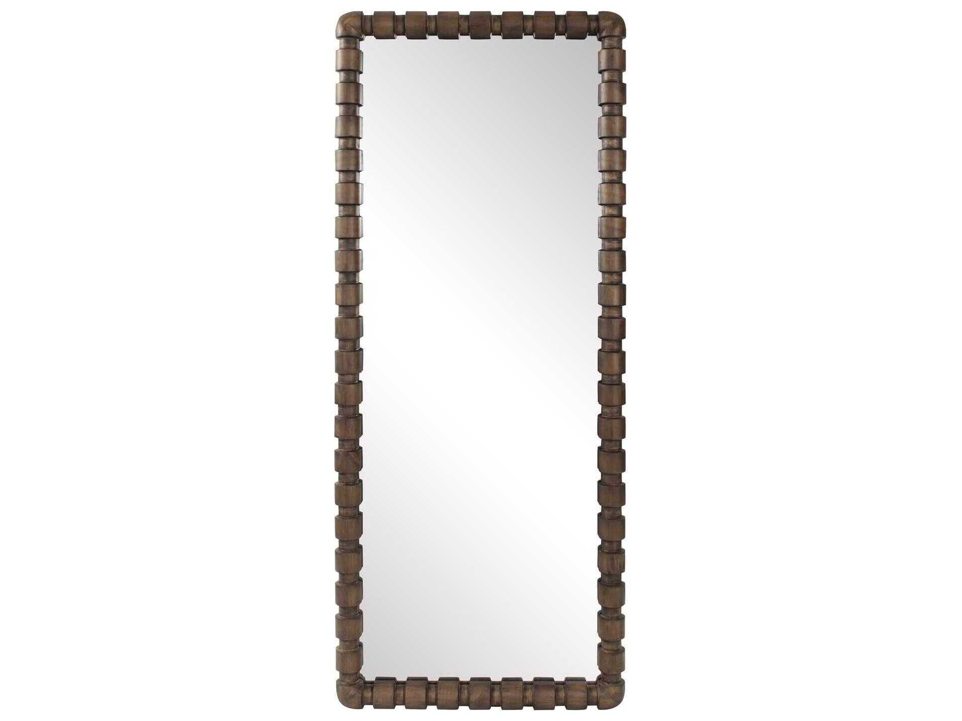 Howard Elliott Wooden Bobbin Stained Brown Rectangular Wall Mirror