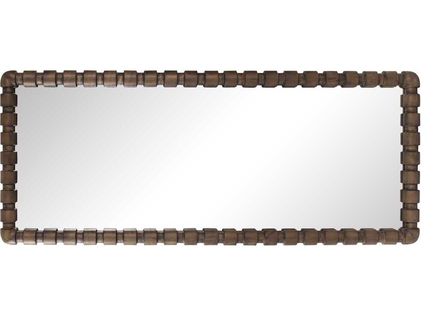 Howard Elliott Wooden Bobbin Stained Brown Rectangular Wall Mirror