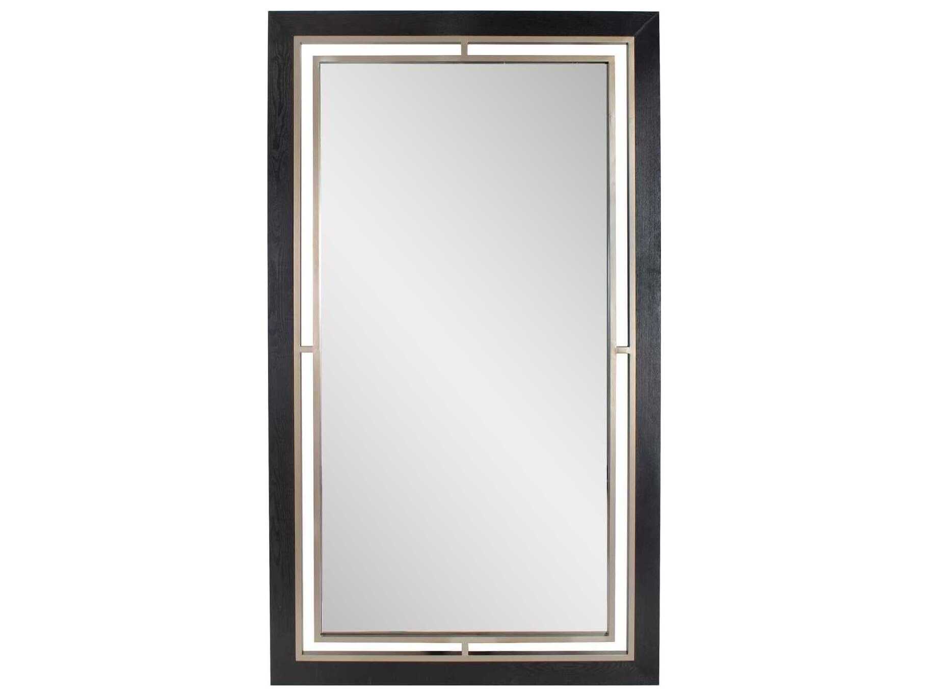 Howard Elliott Bertoia Wood Grain Black Rectangular Wall Mirror