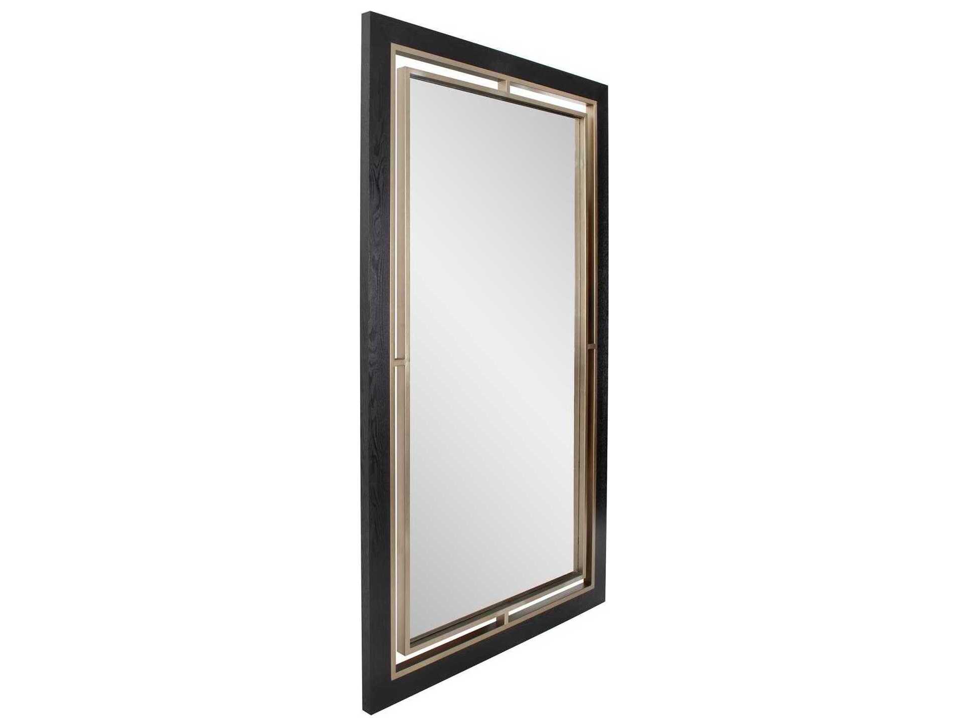 Howard Elliott Bertoia Wood Grain Black Rectangular Wall Mirror