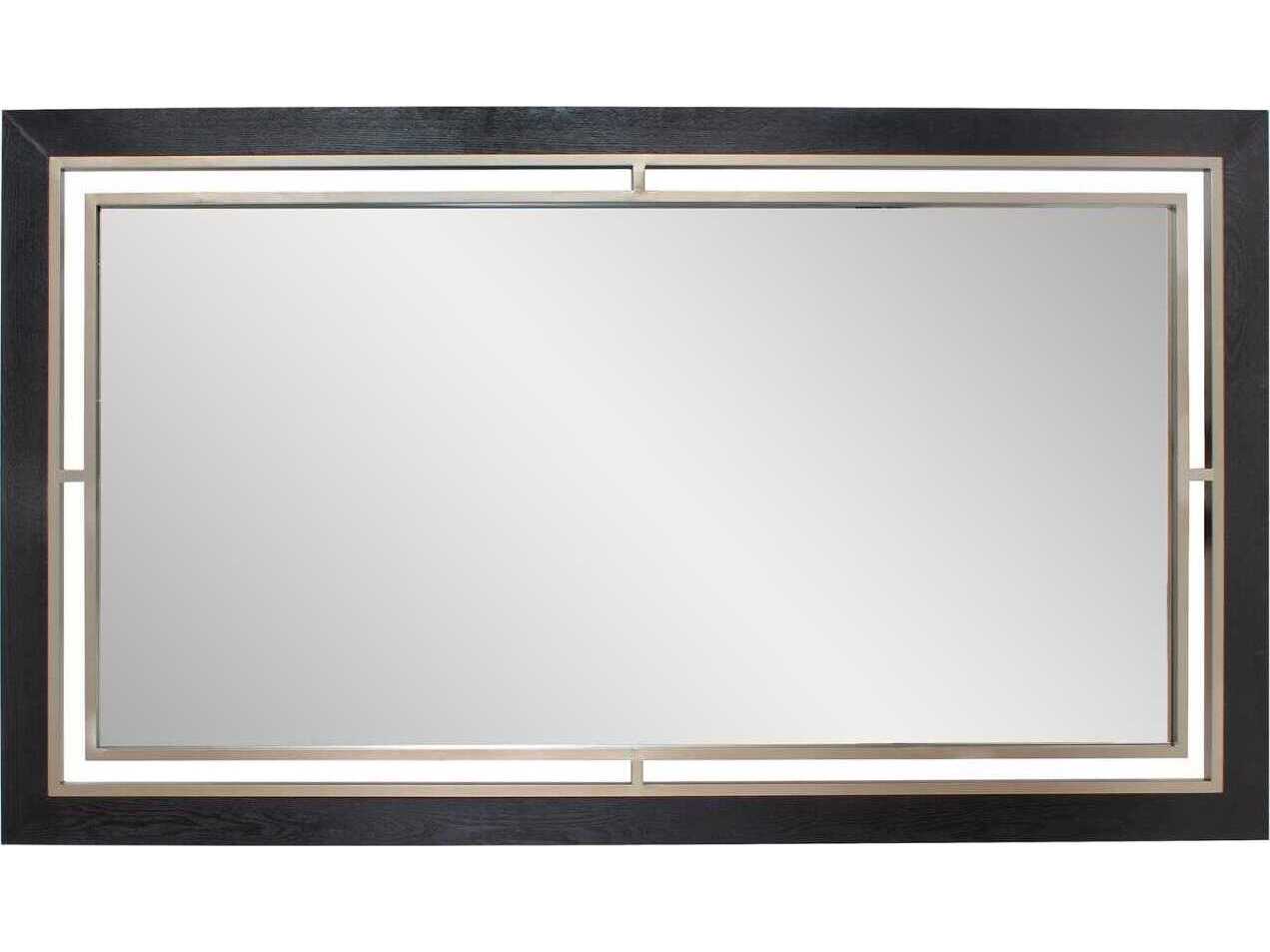 Howard Elliott Bertoia Wood Grain Black Rectangular Wall Mirror