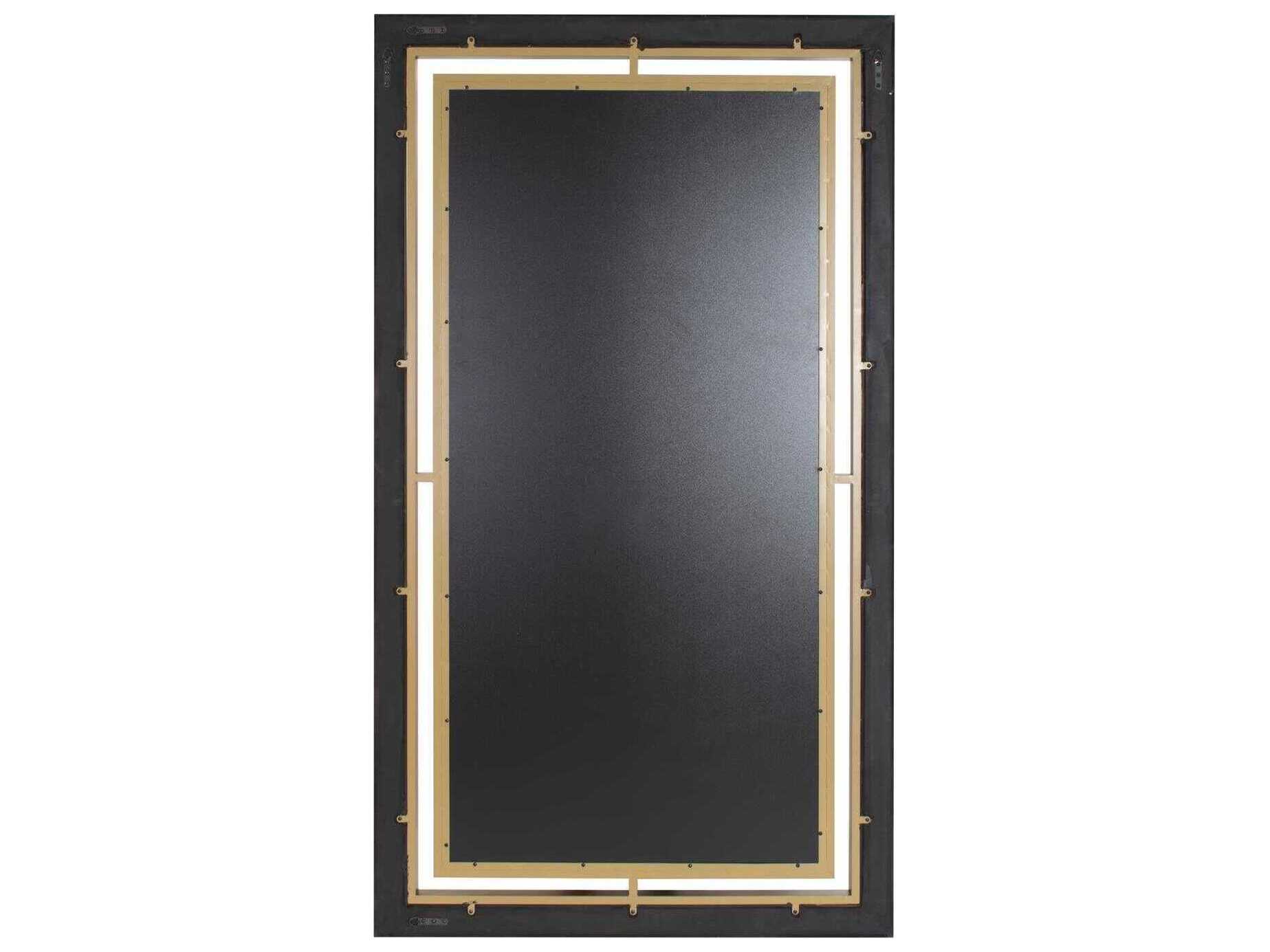 Howard Elliott Bertoia Wood Grain Black Rectangular Wall Mirror