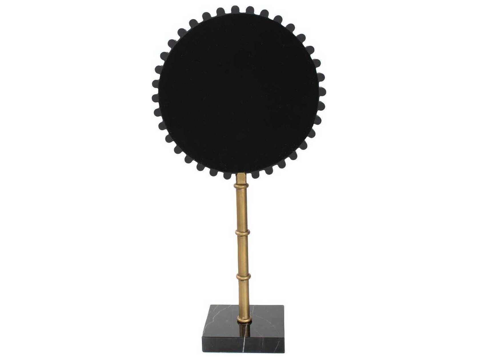 Howard Elliott Bellingham Antique Brass Round Tabletop Mirror