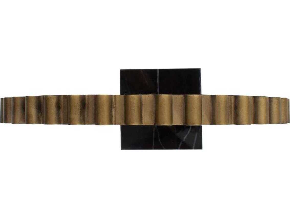 Howard Elliott Bellingham Antique Brass Round Tabletop Mirror