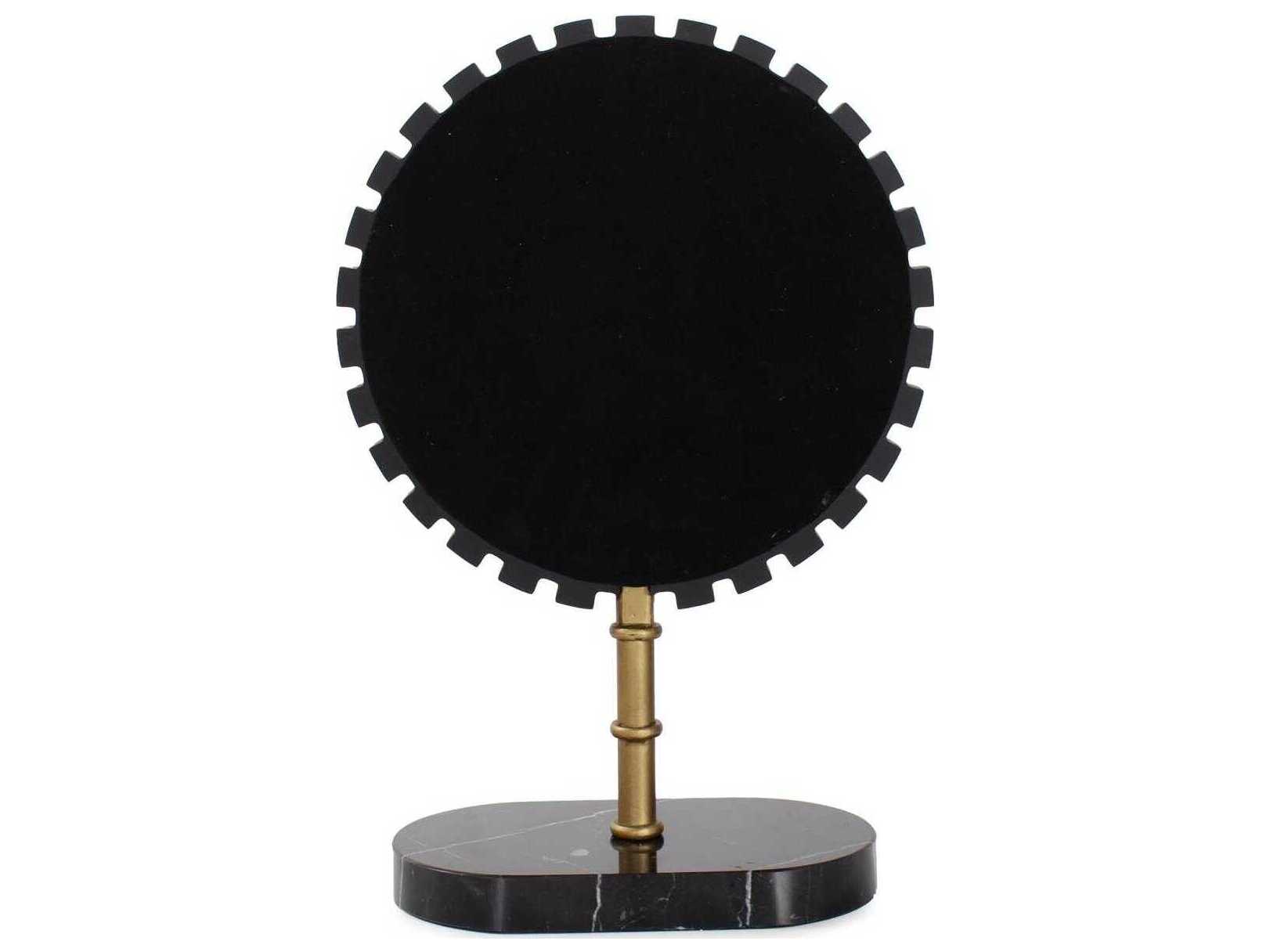 Howard Elliott Bellingham Antique Brass Round Tabletop Mirror