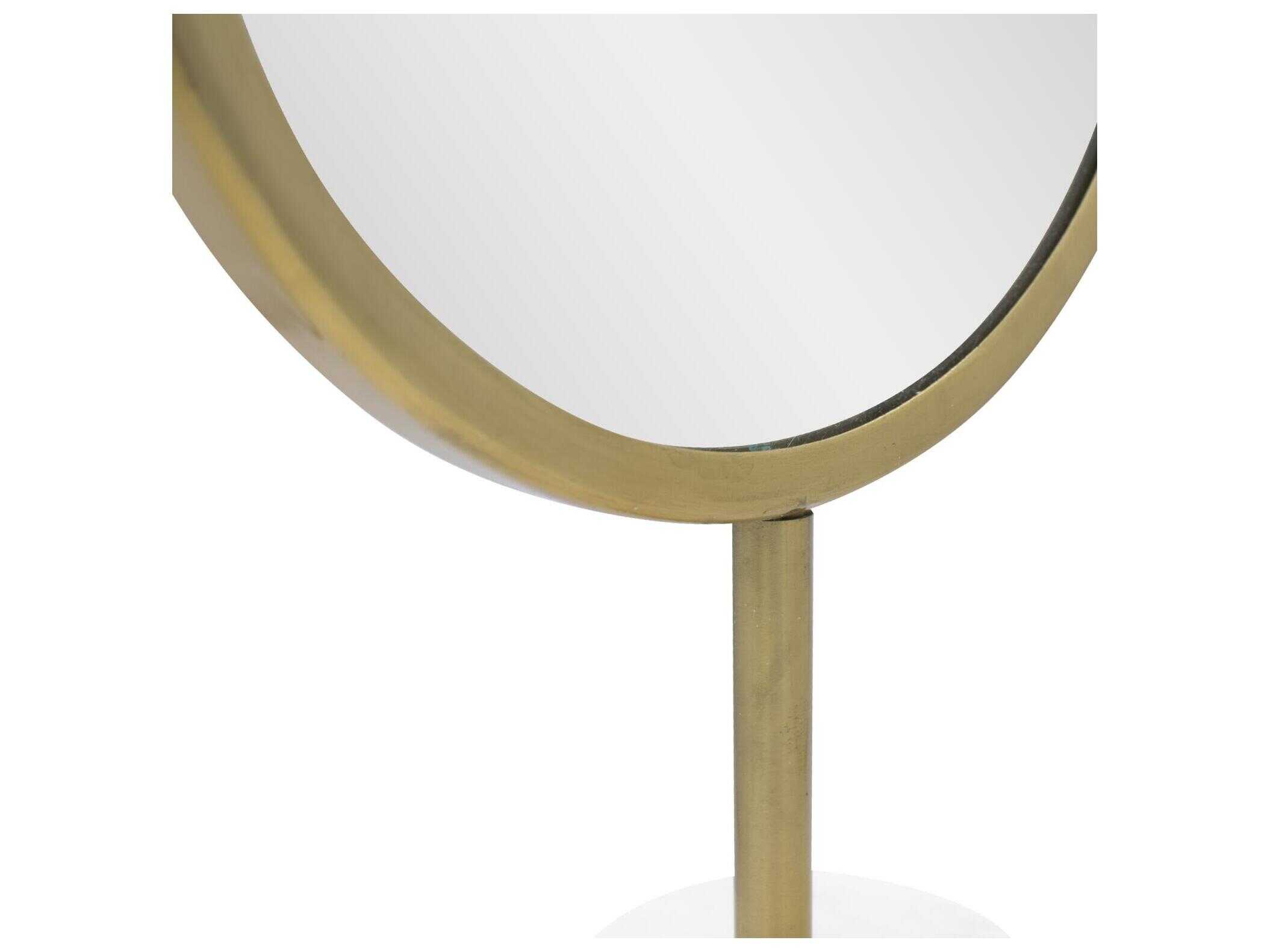Howard Elliott Bogna Brass White Oval Table Top Mirror